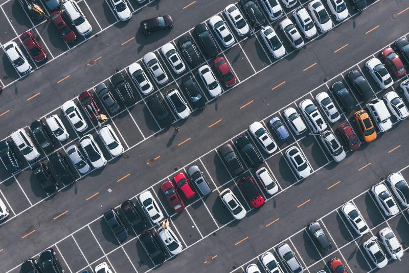 Aerial picture of a parking lot