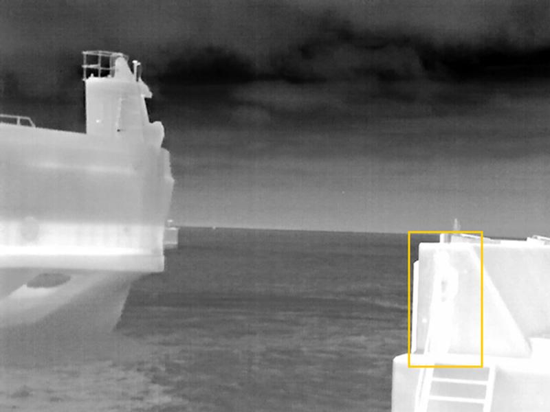 Axis thermal camera footage in black and white, demonstrating AGC functionality