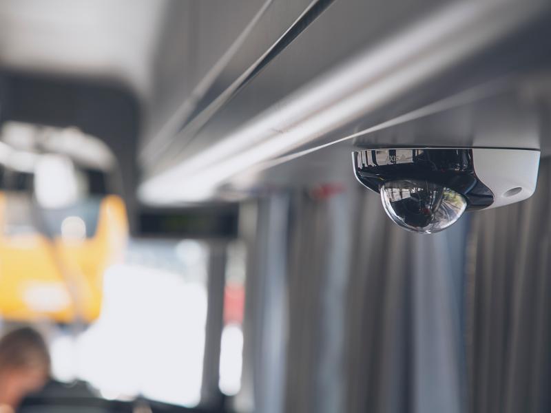 AXIS P3935-LR IP Camera mounted on a bus
