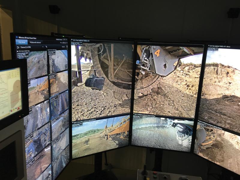 Multiple screens monitoring Bilinia mine area.