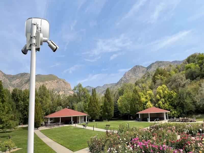 Cameras positioned on pole in Ogden park
