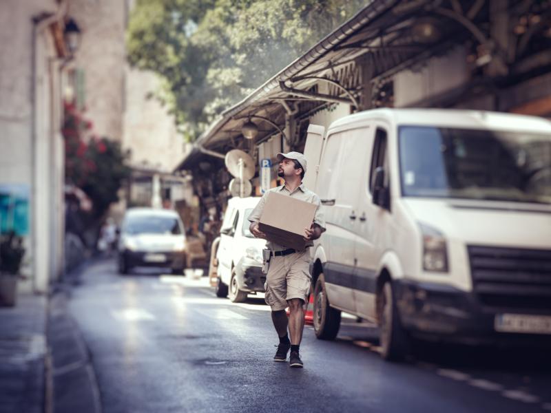 delivery worker on a city street