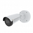 AXIS P1455-LE est une caméra IP cylindrique fixe destinée à une utilisation en extérieur avec Lightfinder et Forensic WDR. La caméra est vue depuis son angle gauche.