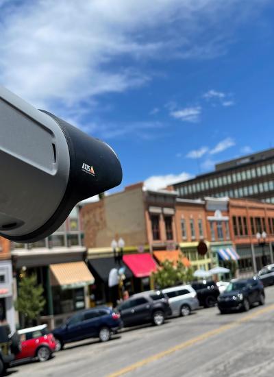 Axis license plate camera poised to view 25th street in Ogden