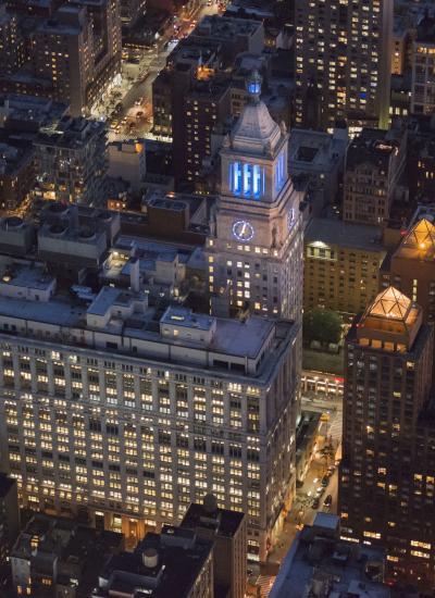 Aerial photo of Consolidated Edison's historic clocktower in New York City