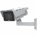 A AXIS M1137-E IP Camera possui Lightfinder e Forensic WDR. O produto é visto pelo ângulo esquerdo.