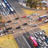 Busy traffic intersection in Gangnam Korea