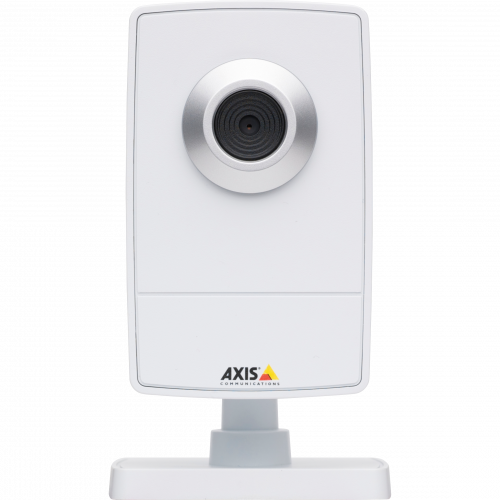 AXIS M1011-W wireless camera with small and functional design, progressive scan and easy installation. Shown from front. 