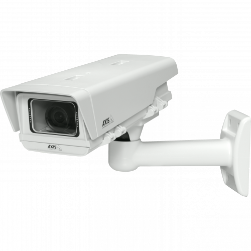 IP Camera AXIS M1114-E has easy installation with pixel counter and power over ethernet. The camera is viewed from it´s left.