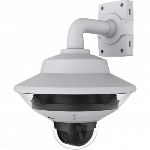 IP Camera AXIS Q6000-E has one-click PTZ control and exchangeable and tiltable lenses Viewed from it´s front.
