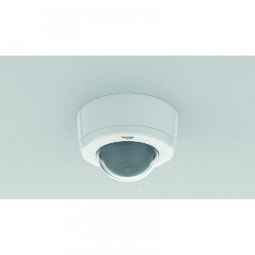 AXIS F4005-E Dome Sensor Unit  mounted in the ceiling. 