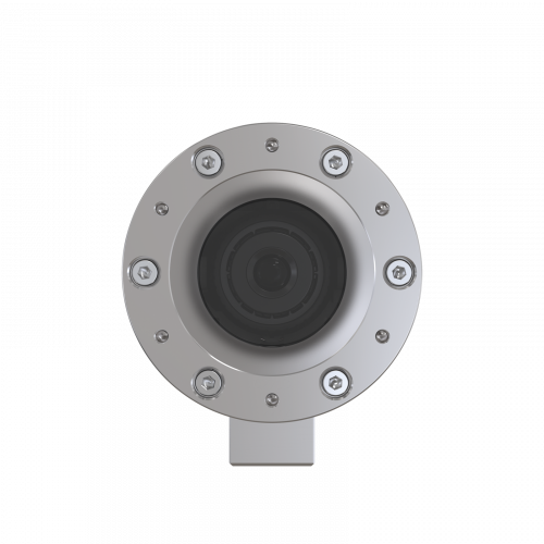 ExCam XF M3016 Explosion-Protected IP Camera in stainless steel, viewed from front