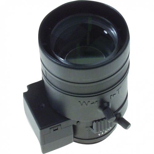 Objectif mégapixel à focale variable Fujinon 15-50 mm, vu de son angle gauche