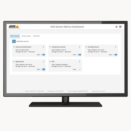 AXIS Sensor Metrics Dashboard를 나타내는 화면