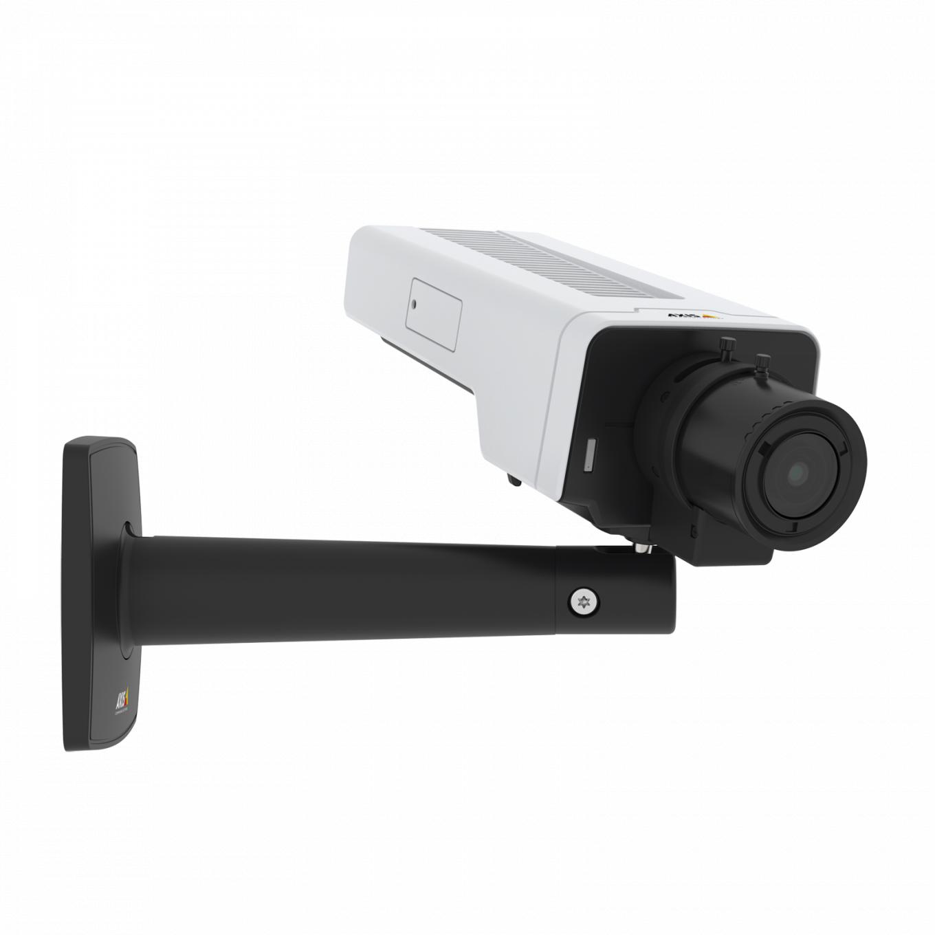 La AXIS P1377 IP Camera tiene Lightfinder y Forensic WDR. El producto se muestra desde el ángulo derecho.