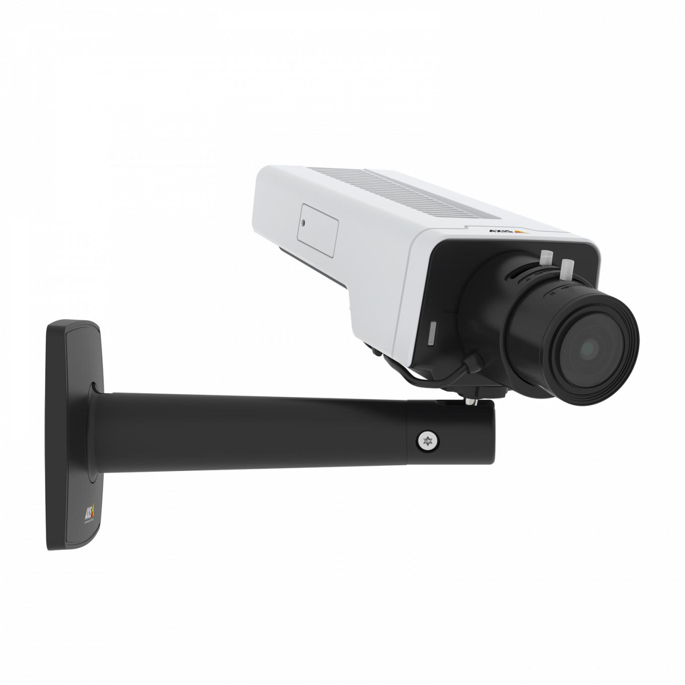 La caméra IP AXIS P1378 IP Camera dispose de la stabilisation d'image électronique. La caméra est vue depuis son angle droit.
