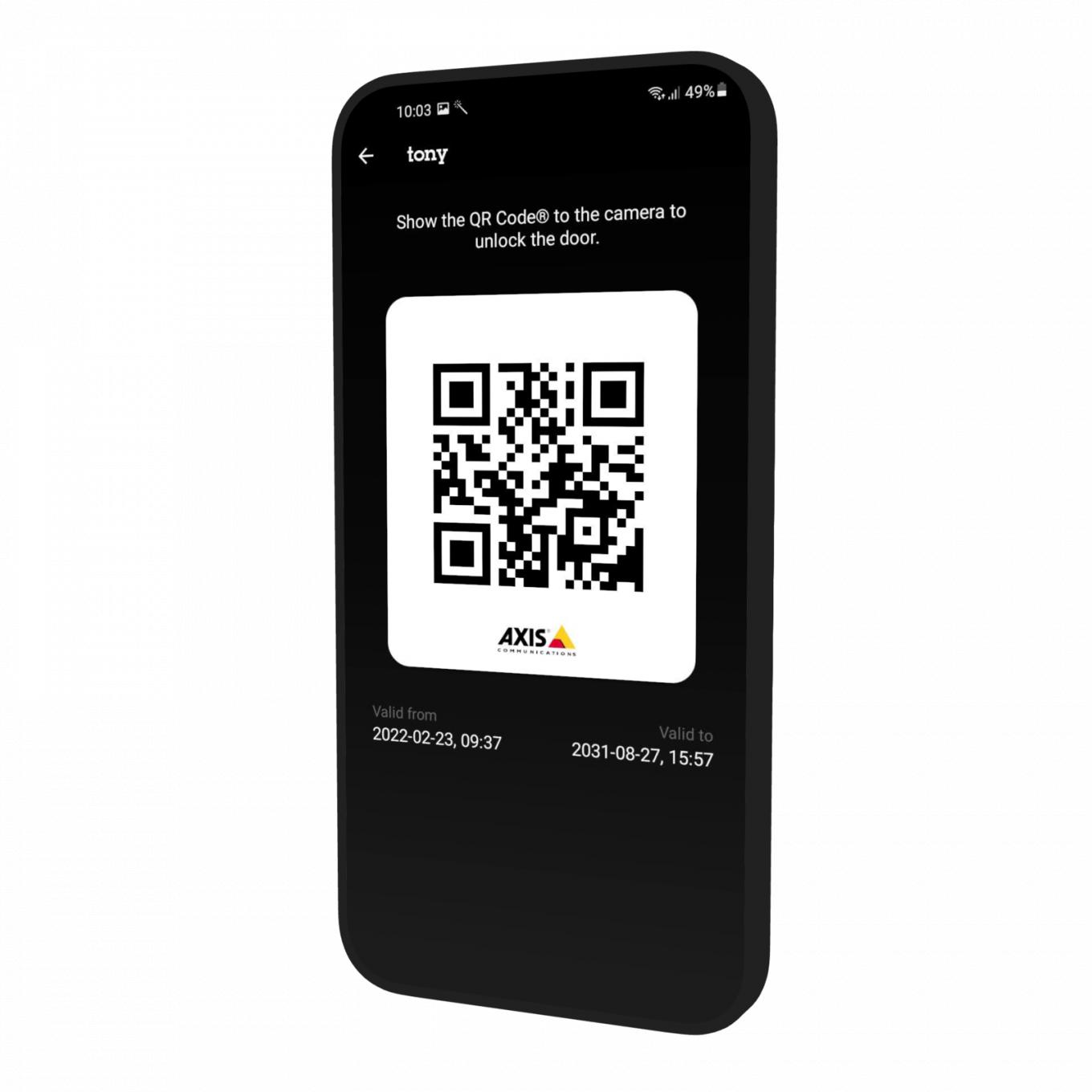AXIS Mobile Credential app on smartphone.