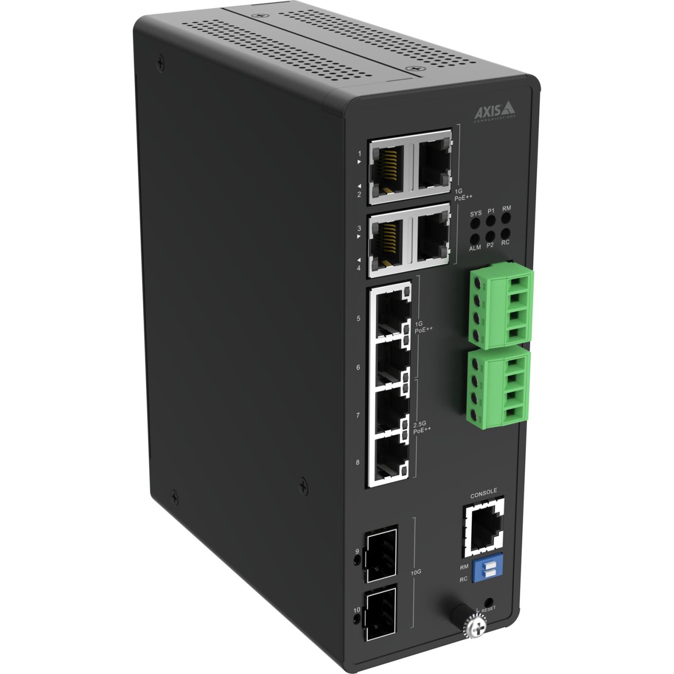 AXIS D8208-R Industrial PoE++ Switch, viewed from its right angle