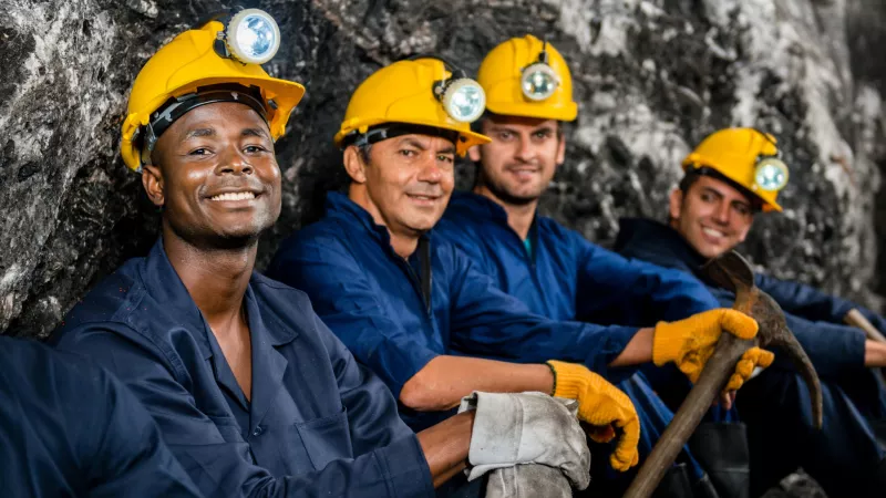 Miners with hard hats