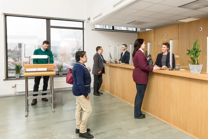 bank teller line