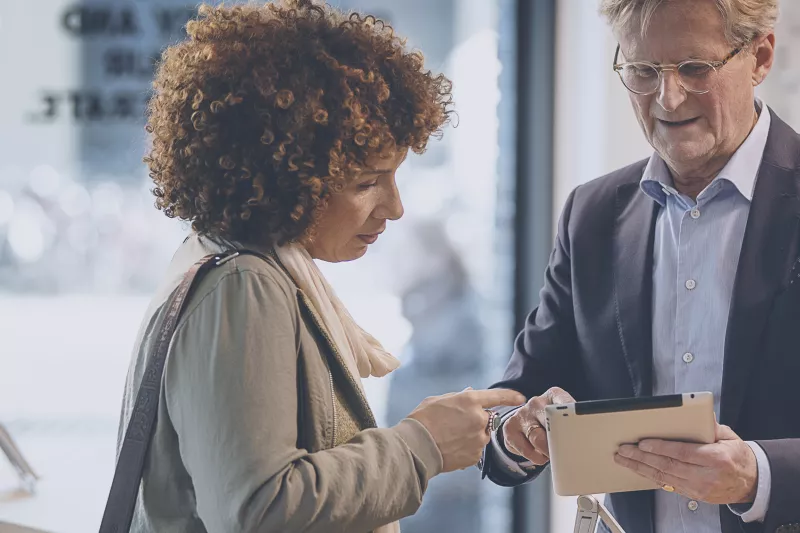 Bank advisor helping customer