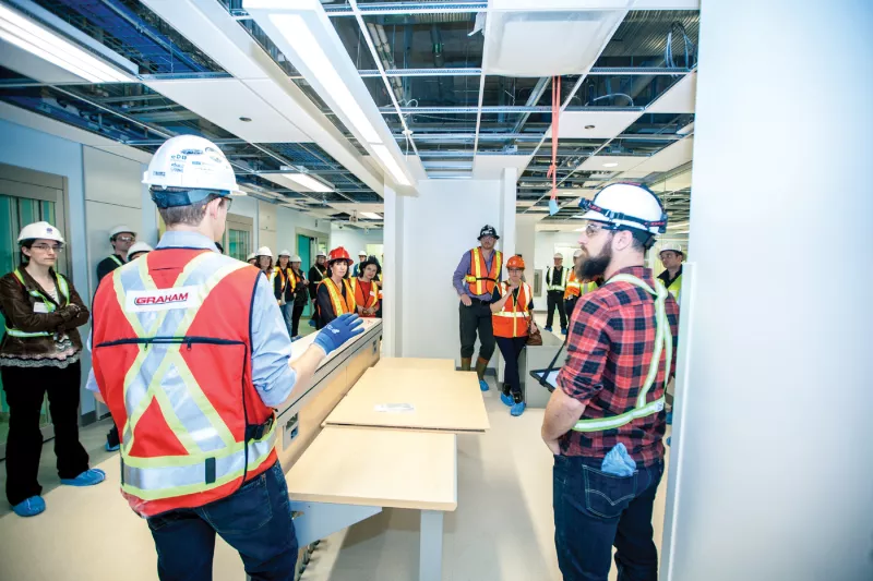 Construction workers in meeting