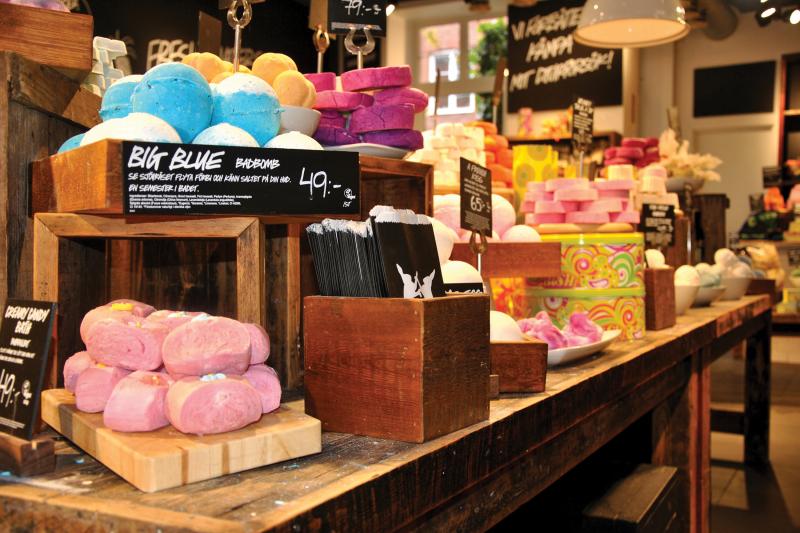 Soaps on shelves at LUSH store