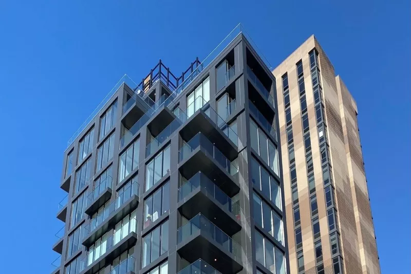 Exterior top of Helm Equities Building