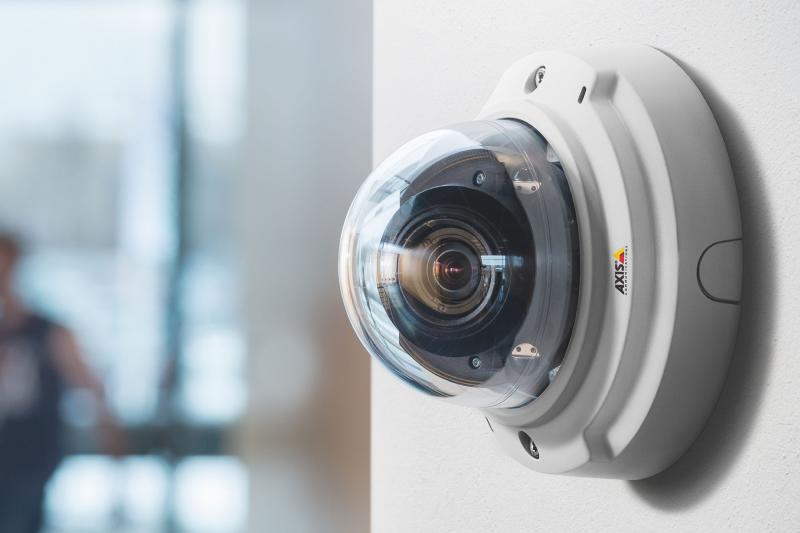Axis IP camera mounted on the wall