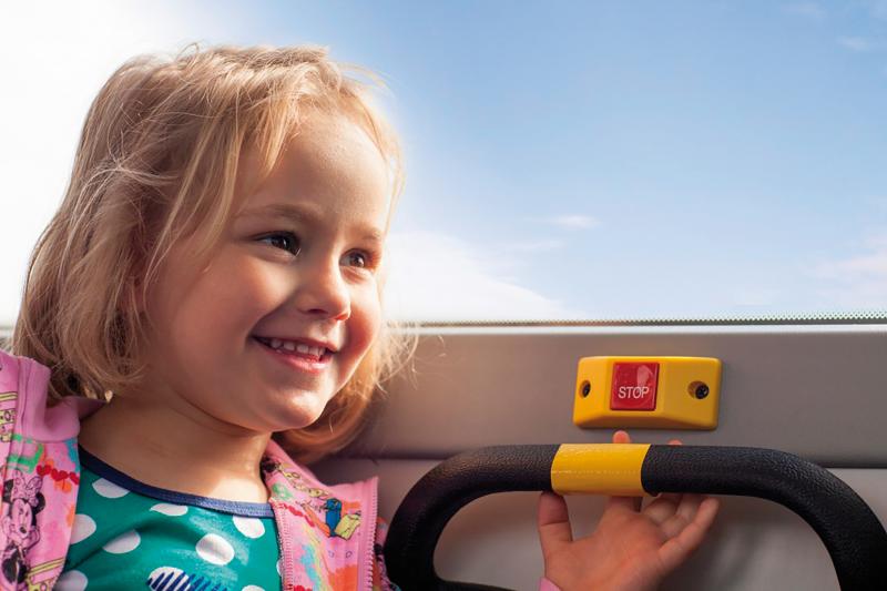 Happy child on bus