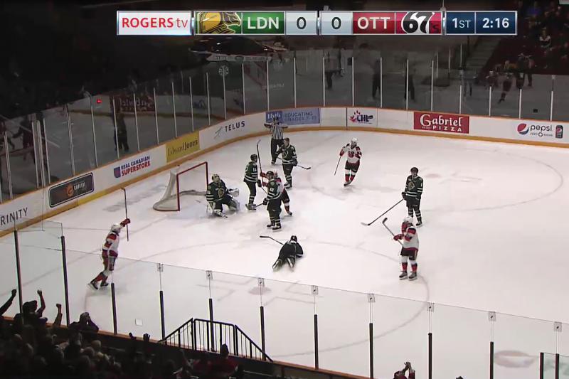 Hockey rink with hockey players