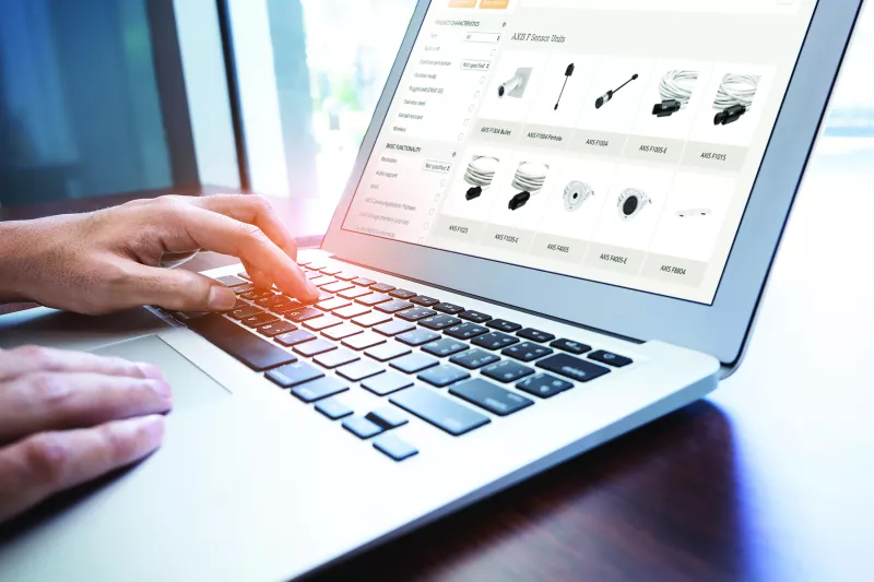 axis product selector on a laptop screen