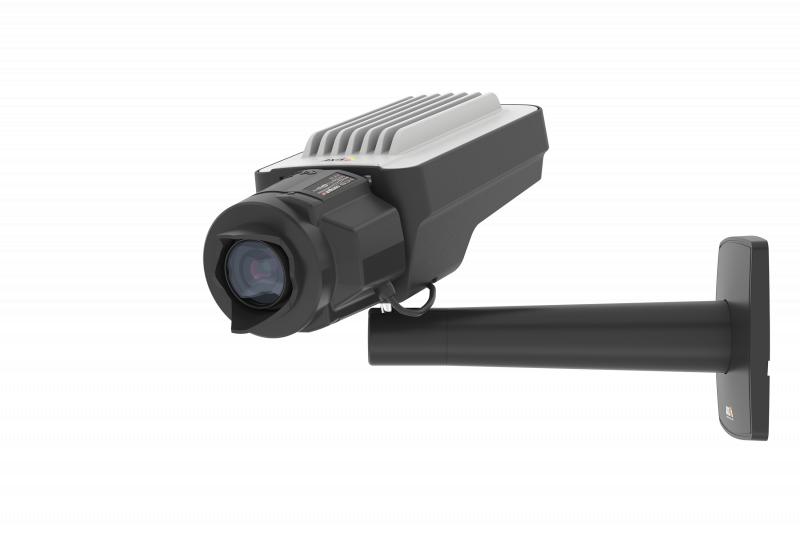 axis IP camera in black color, viewed from its left angle