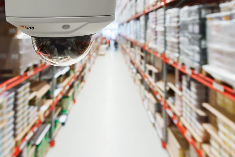 Closeup of warehouse hall