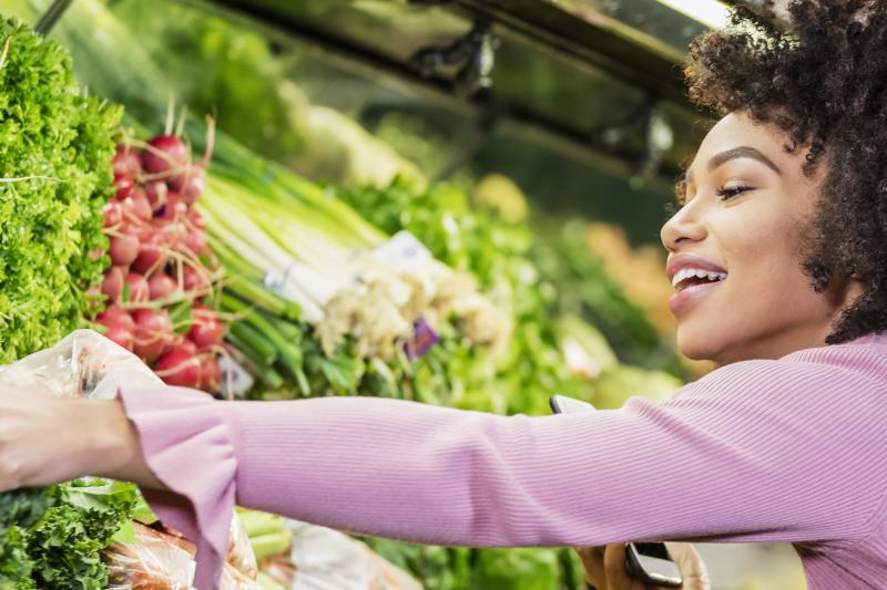 Woman shopping vegetables