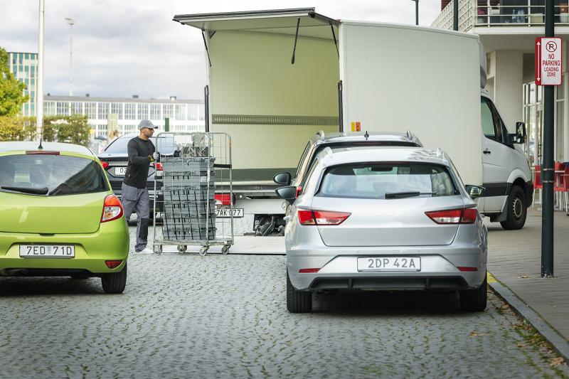 Cars blocking a loading zone