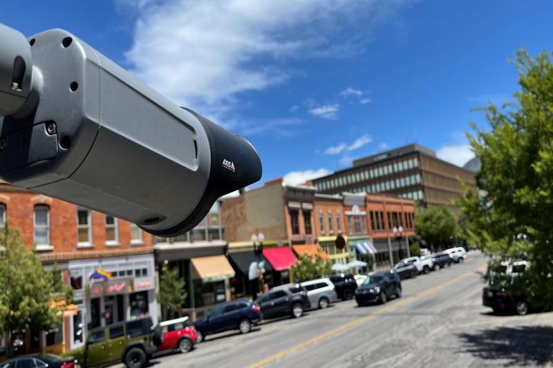 Axis license plate camera poised to view 25th street in Ogden