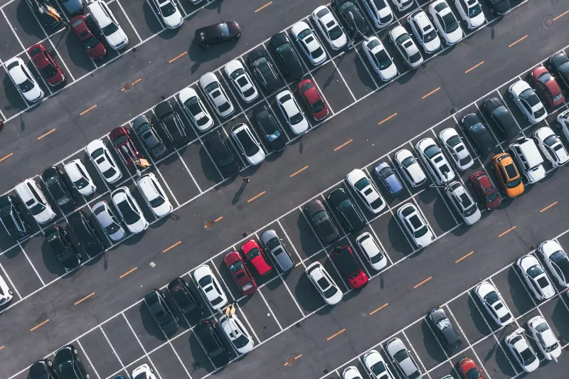 Aerial picture of a parking lot