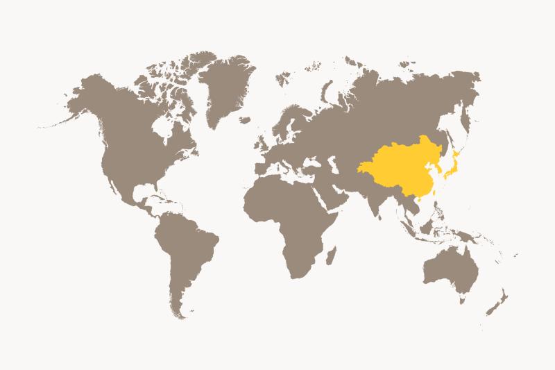 A world map where North Asia is highlighted