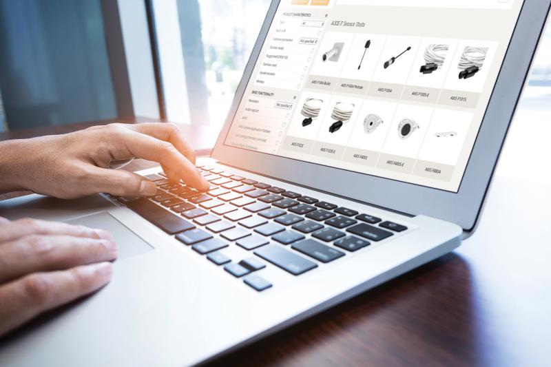 AXIS Product Selector on a laptop screen