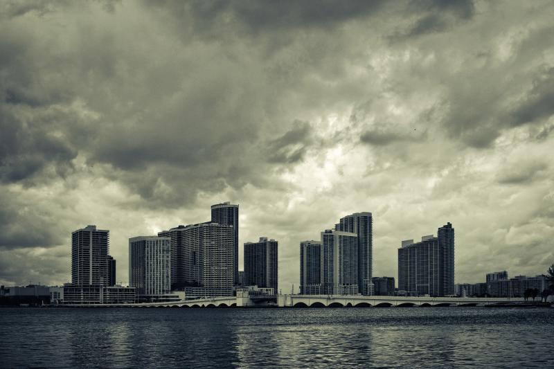 stormy clouds, miami skyline