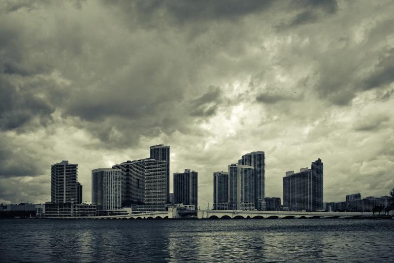 stormy clouds, miami skyline