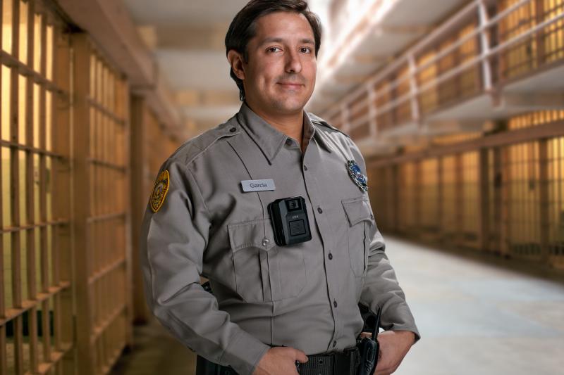Correctional officer with AXIS W101 body worn camera