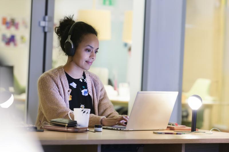 Woman studying in office