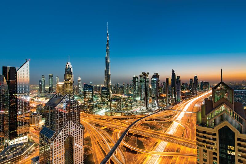 Dubai skyline at dusk