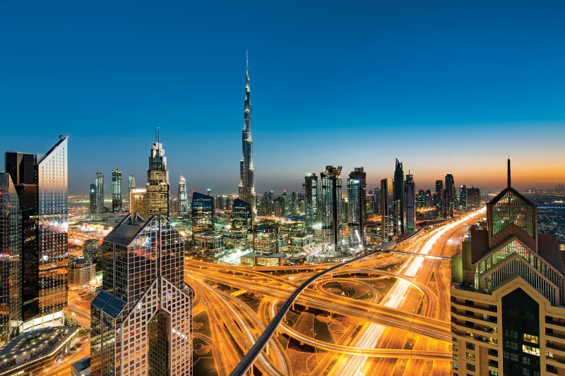 Dubai skyline at dusk