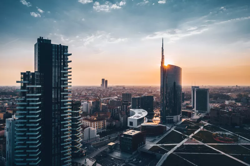 milan city landscape sunset