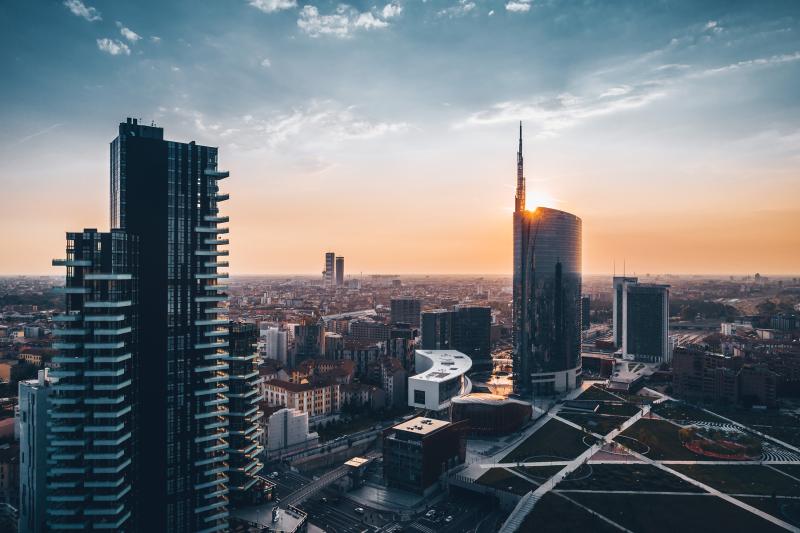 milan city landscape sunset