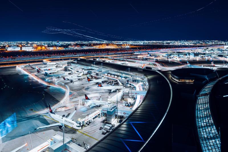Toronto Pearson airport at night