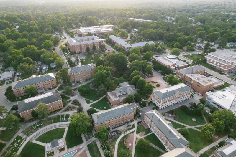 Arial view of university campus